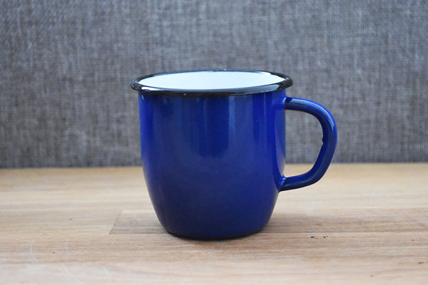 Mugs en métal émaillé - Bleu - Coniques - 250 ml - Lot de 2