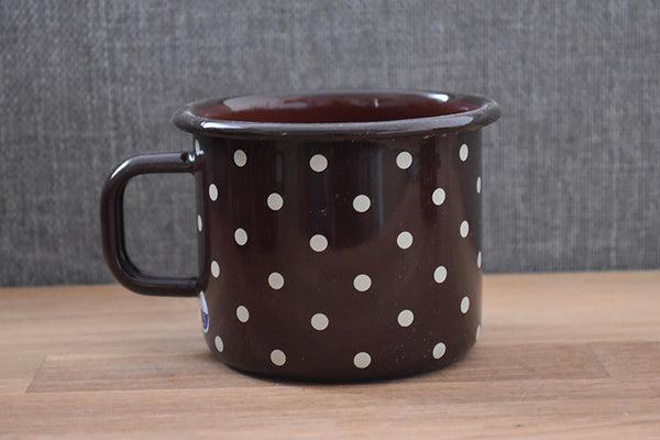 Mugs en métal émaillé - Chocolat à pois blancs - 500 ml - Lot de 2