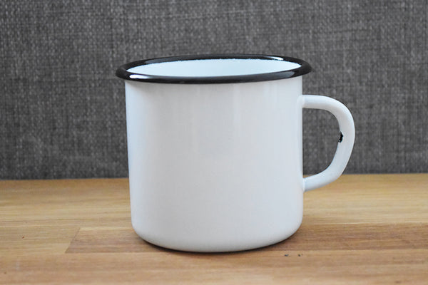 Mugs en métal émaillé - Blanc - 250 ml - Lot de 2