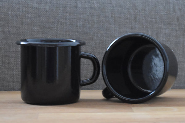 Mugs en métal émaillé - Noirs - 400 ml - Lot de 2