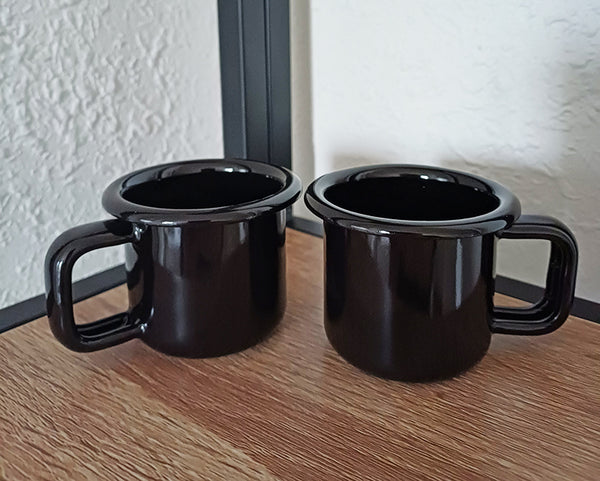 Tasses expresso en métal émaillé - Noires - 100 ml - Lot de 2