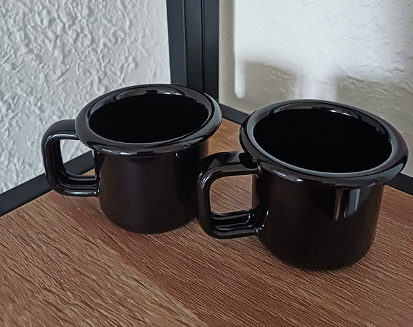 Tasses expresso en métal émaillé - Noires - 100 ml - Lot de 2