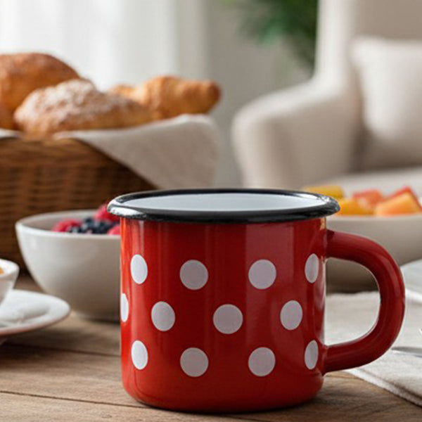 Mug en métal émaillé - Rouge à pois blancs - 250 ml