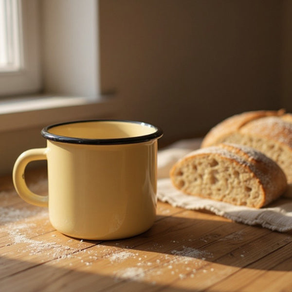 Mugs en métal émaillé - Jaune - 250 ml - Lot de 4