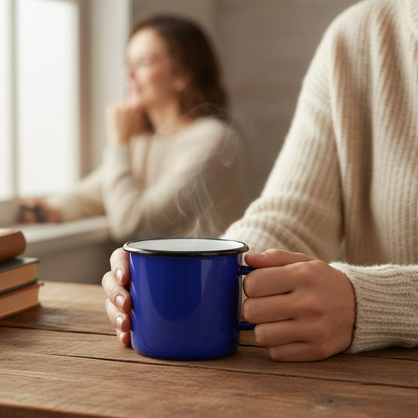 Mug en métal émaillé - Bleu - 400 ml