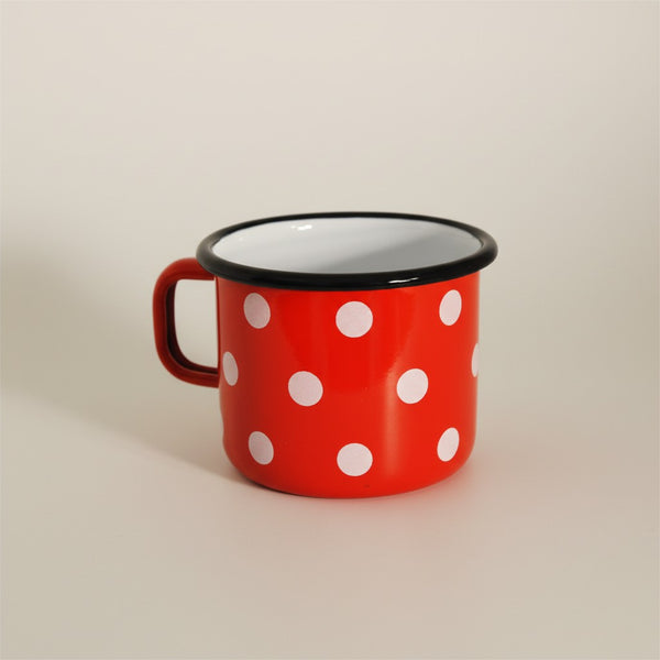 Mug en métal émaillé - Rouge à pois blancs - 500 ml