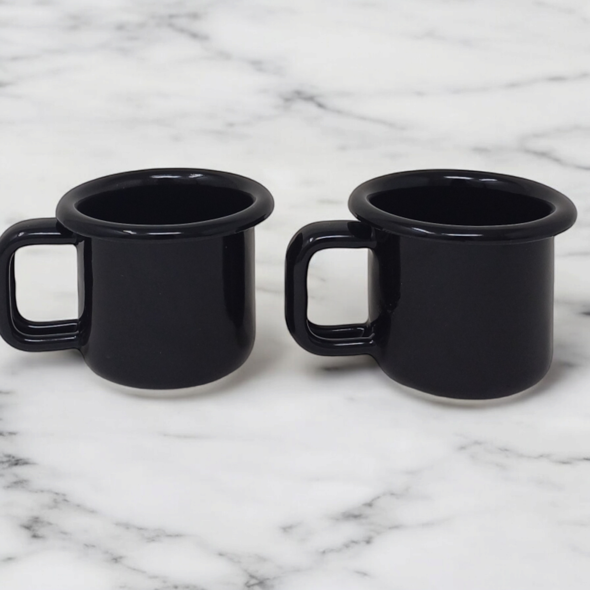 Tasses expresso en métal émaillé - Noires - 100 ml - Lot de 2