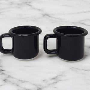Tasses expresso en métal émaillé - Noires - 100 ml - Lot de 2
