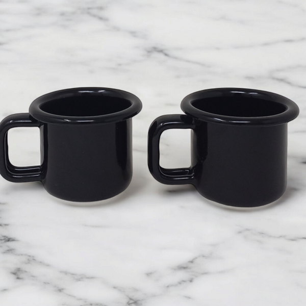 Tasses expresso en métal émaillé - Noires - 100 ml - Lot de 2