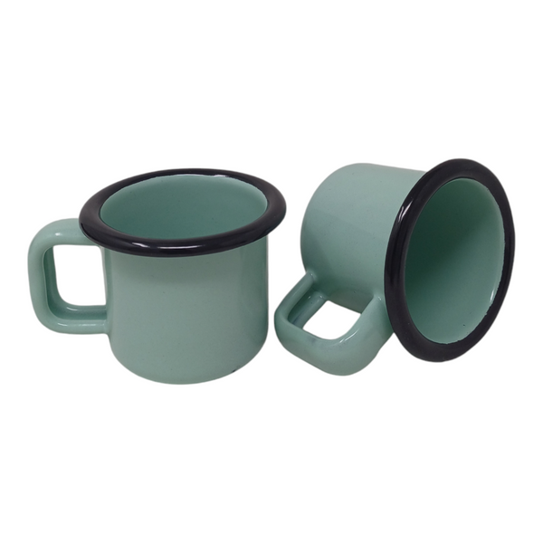 Tasses expresso en métal émaillé - Vert menthe - 100 ml - Lot de 2