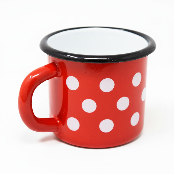 Mug en métal émaillé - Rouge à pois blancs - 250 ml