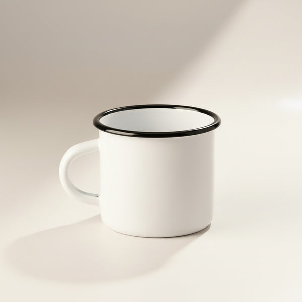 Mugs en métal émaillé - Blanc - 400 ml - Lot de 2