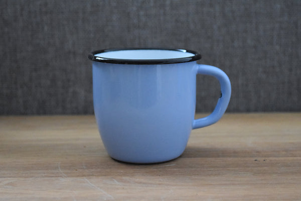 Mugs en métal émaillé - Bleu clair - Coniques - 250 ml - Lot de 4