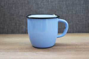 Mugs en métal émaillé - Bleu clair - Coniques - 250 ml - Lot de 2