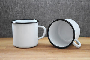 Mugs en métal émaillé - Blanc - 250 ml - Lot de 2