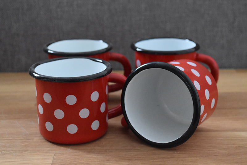 2 Mugs En Acier Émaillé Madacha - Rouge, 250 Ml - Résistants, Lavables Lave-Vaisselle - Pour Boissons Froides/Tièdes